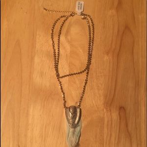 Free People Women's Coin Chain Feather Pendant.